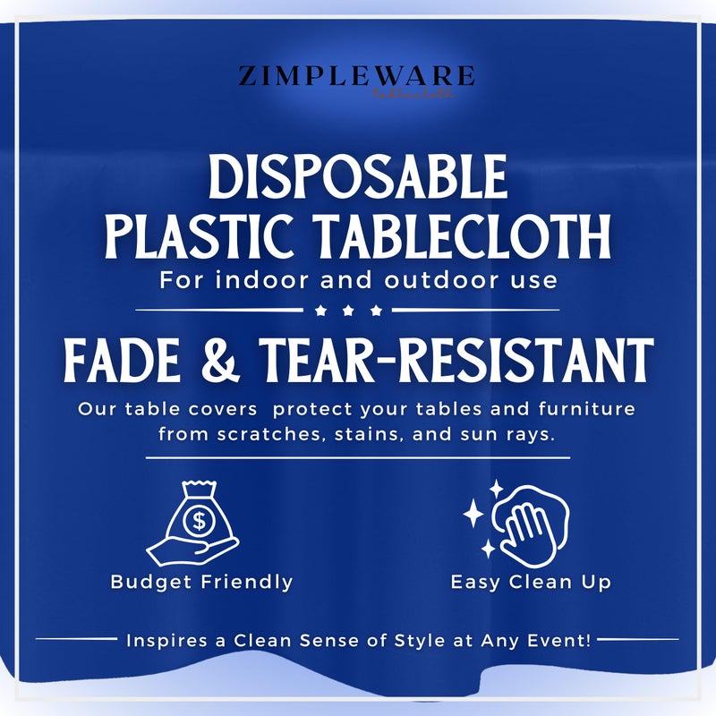 ZIMPLEWARE Premium Blue Plastic Table Cloth Disposable (12 Pack) Round Tablecloth (84in) Party Table Cloths Disposable, Perfect Table Cloth Round Cover for Any Table Up to 6 Feet - Image 2